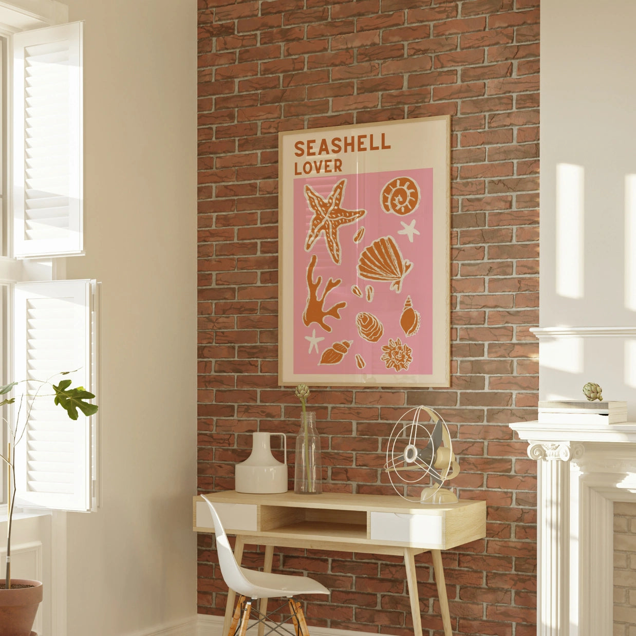 Seashell Lover Print – Bold Coral Coastal Wall Art