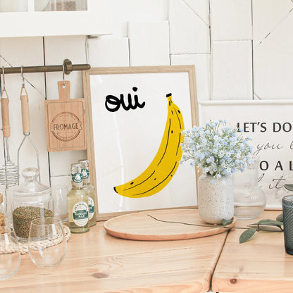Oui Banana Wall Art – French Funny Kitchen Print