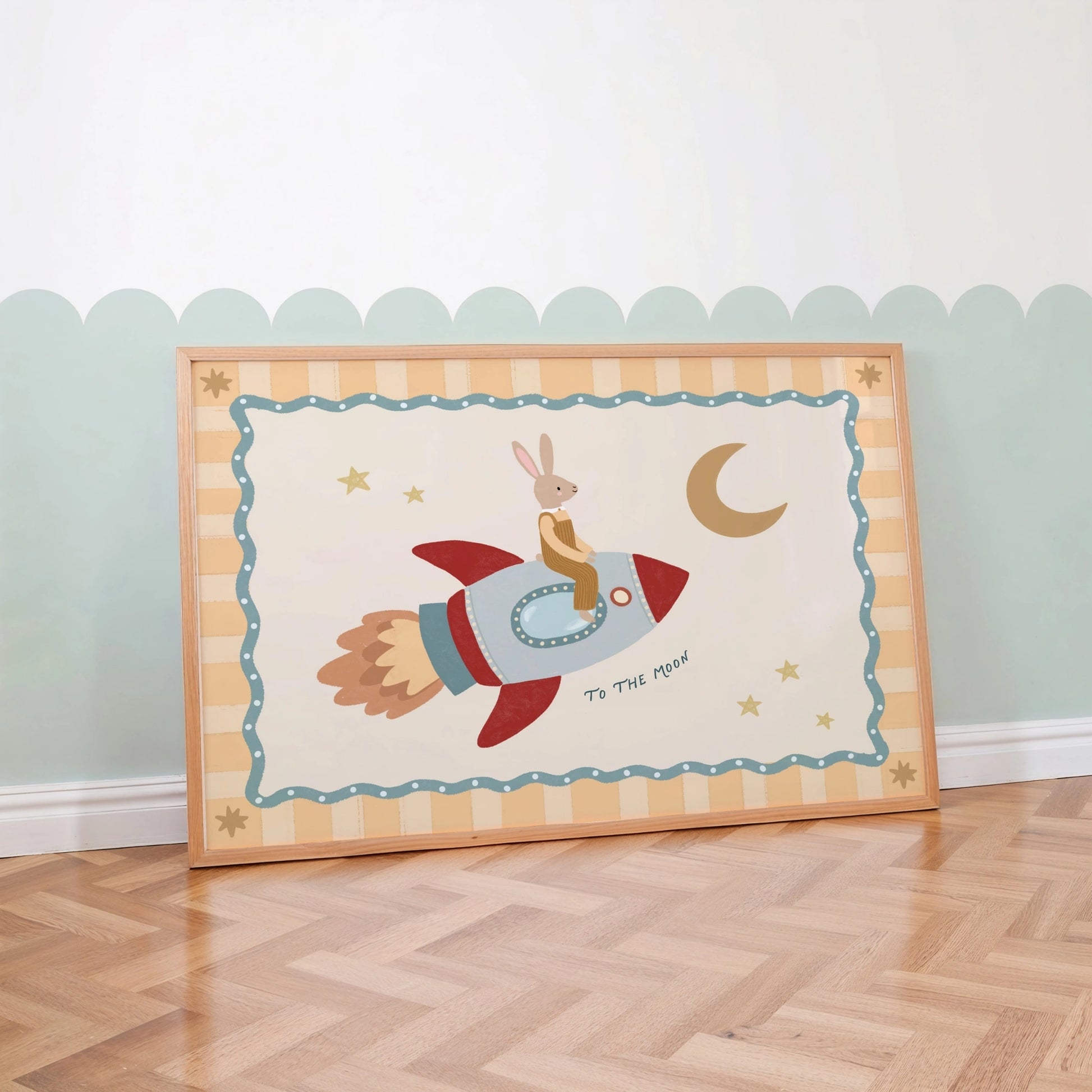 Rabbit Rocket Nursery Print