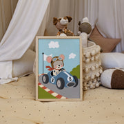 Race Car Mouse – Nursery & kids wall art