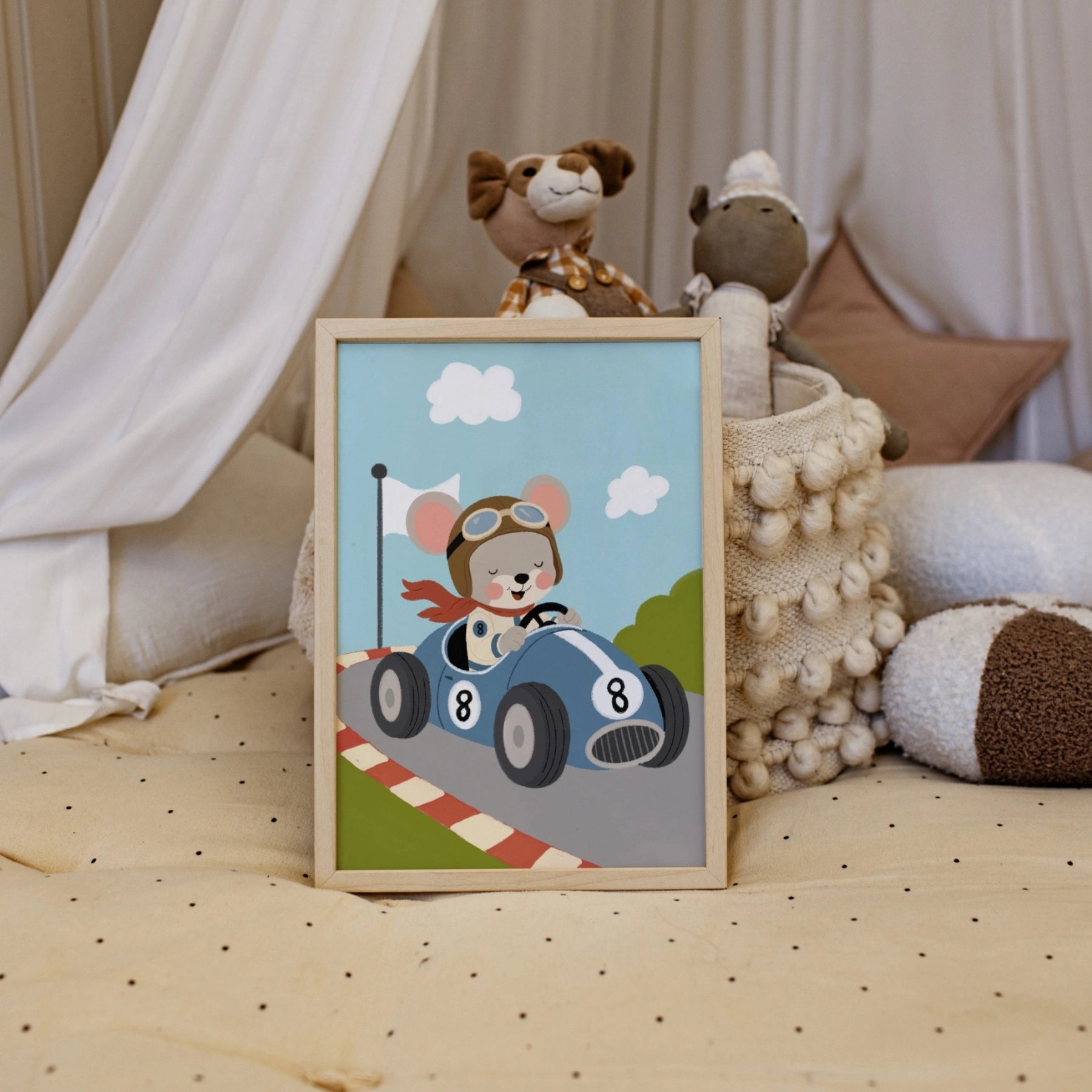 Race Car Mouse Nursery Print