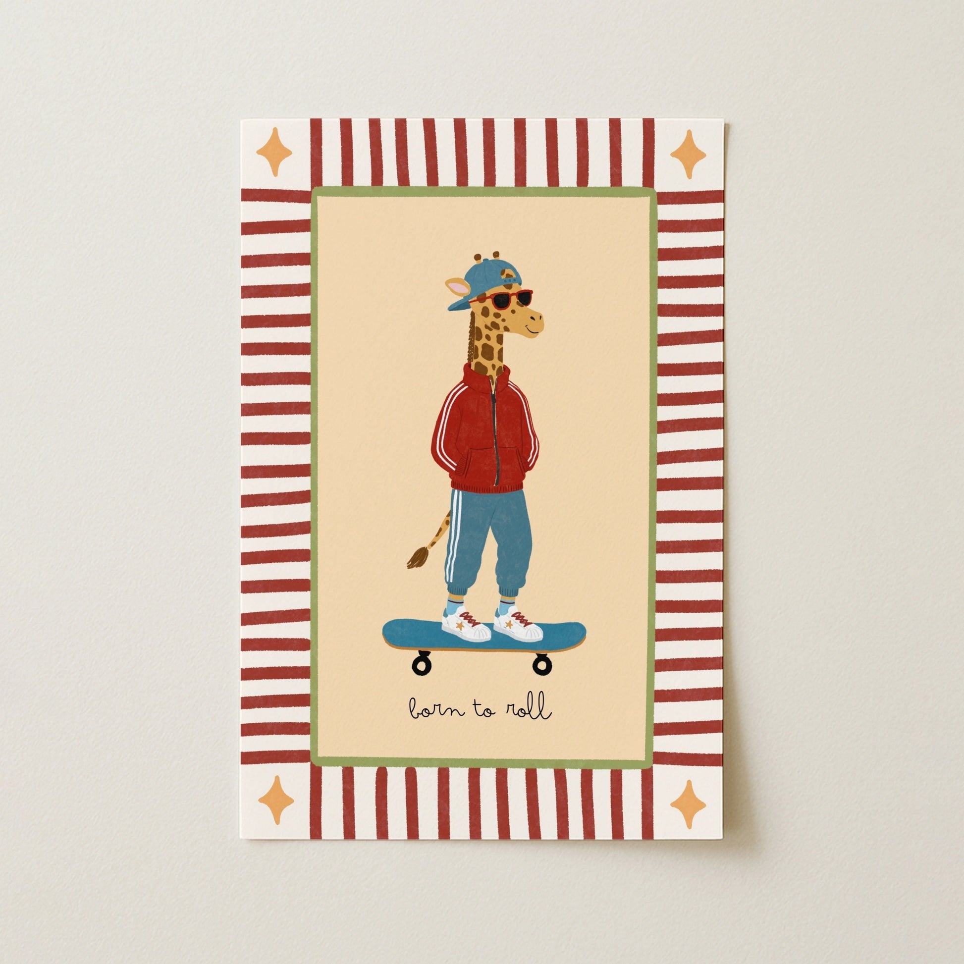 Skateboard Giraffe Nursery Print