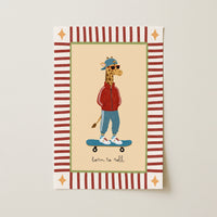 Skateboard Giraffe Nursery Print