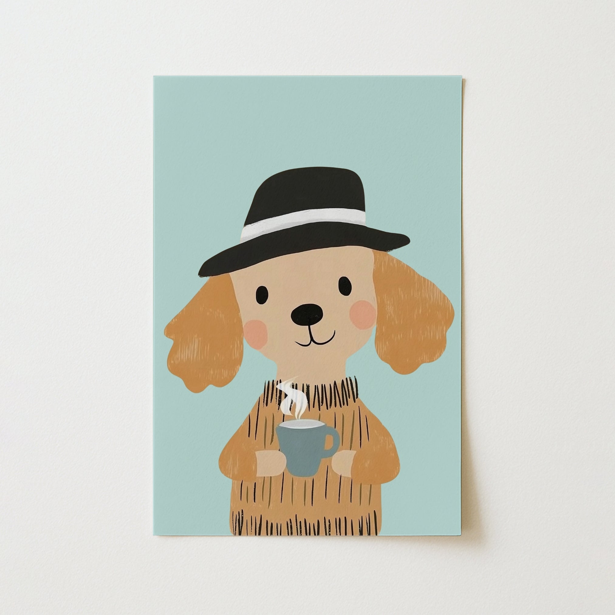 Coffee Dog Wall Art – Accogliente opera d'arte raffigurante animali