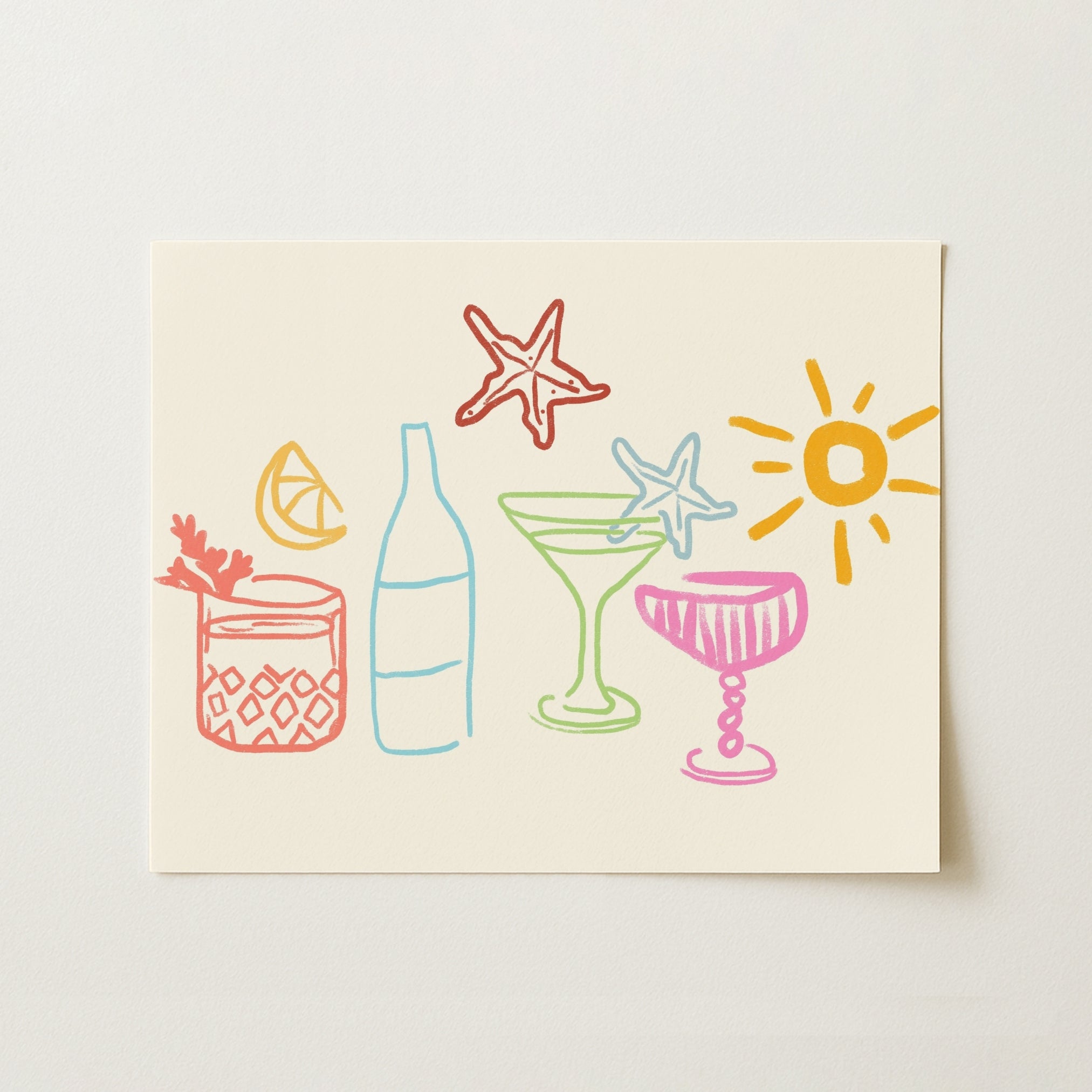 Summer Cocktails Print – Coastal Bar Wall Art