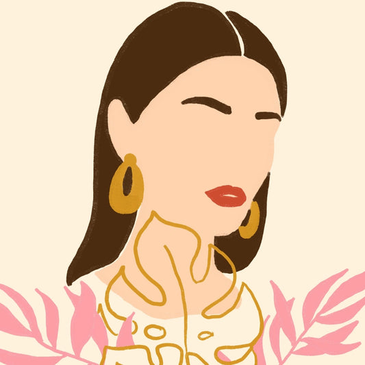 Golden Muse Boho Wall Art – Feminine Botanical Portrait