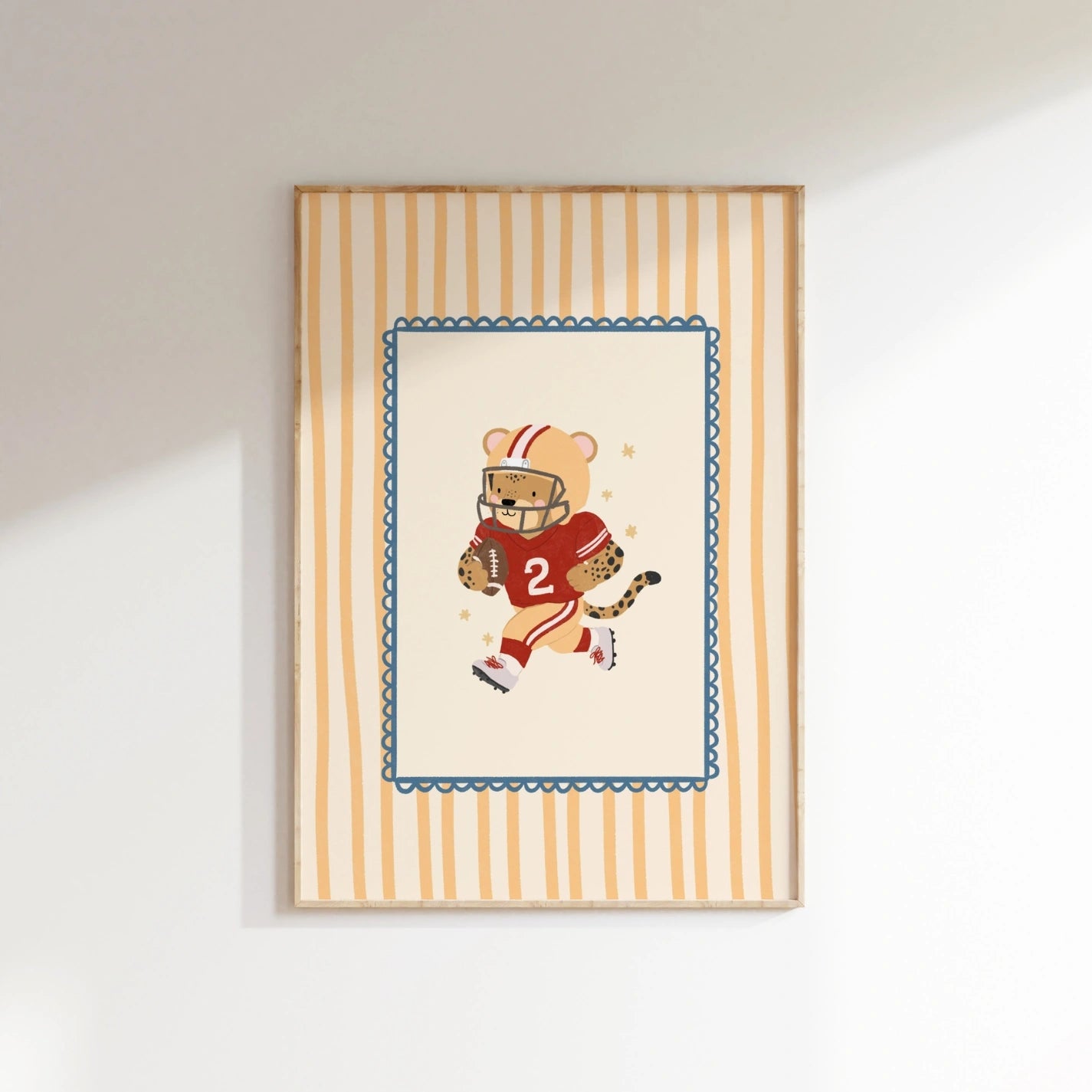 American Football Leopard Nursery Print, Kids Sports Wall Art