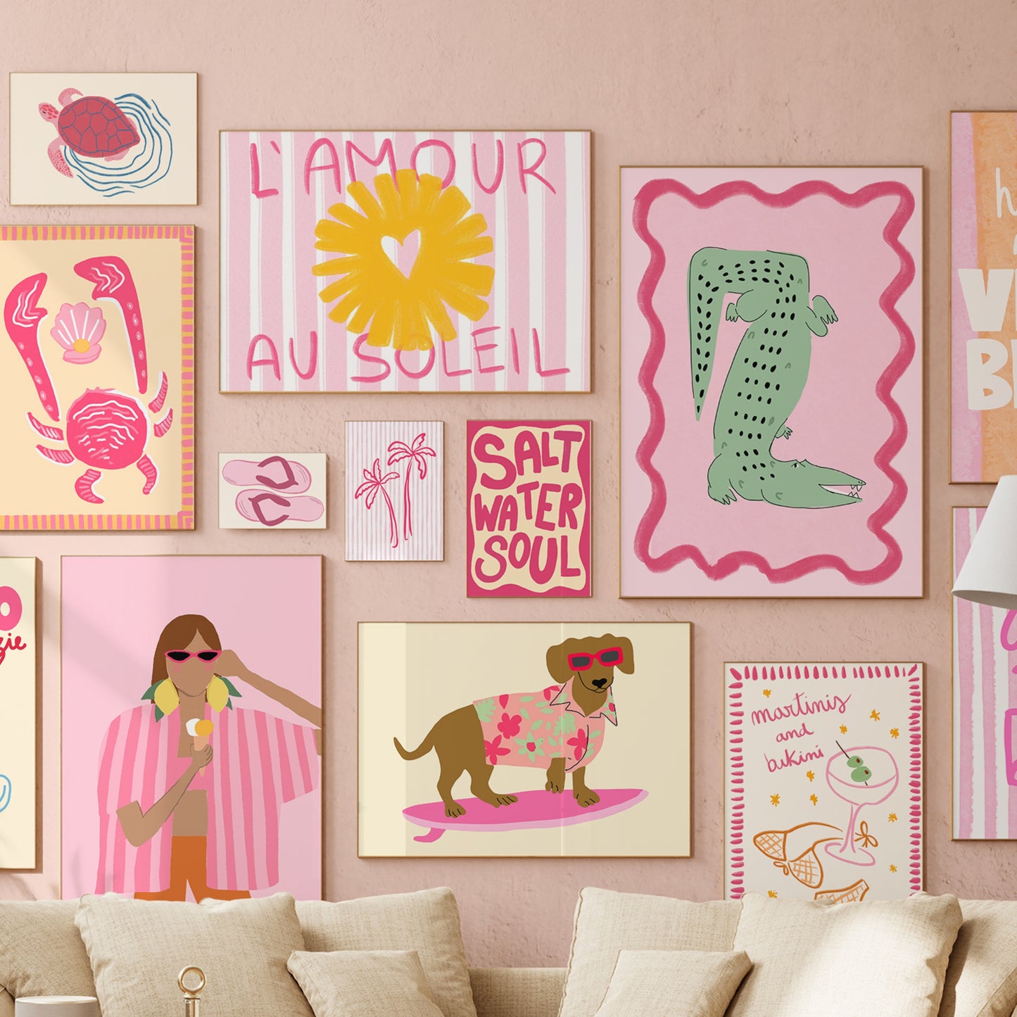 Handmade Pink Coastal Decor, over 130 prints