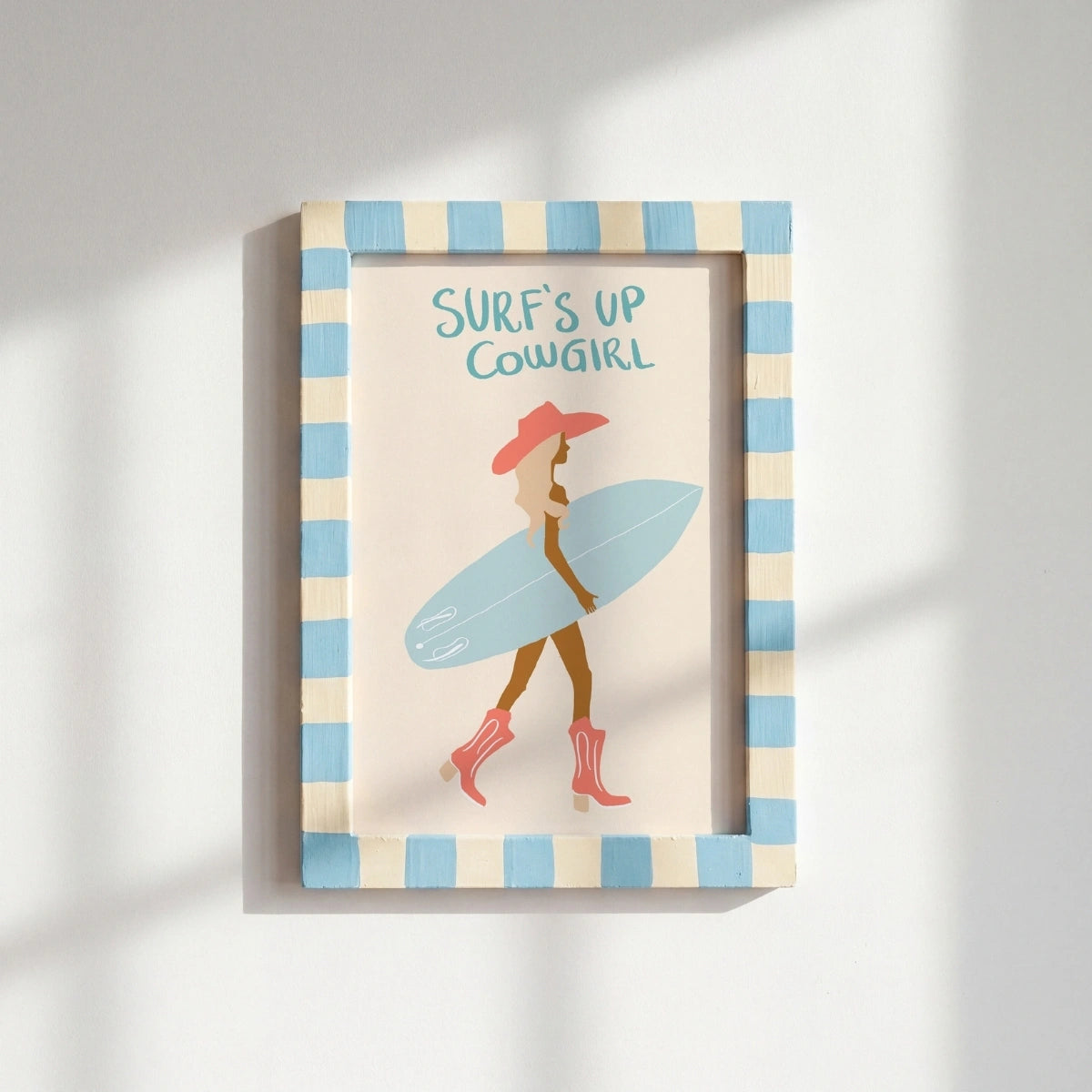 Surf’s Up Cowgirl Wall Art - Coastal Cowgirl Poster, Coastal Wall Decor
