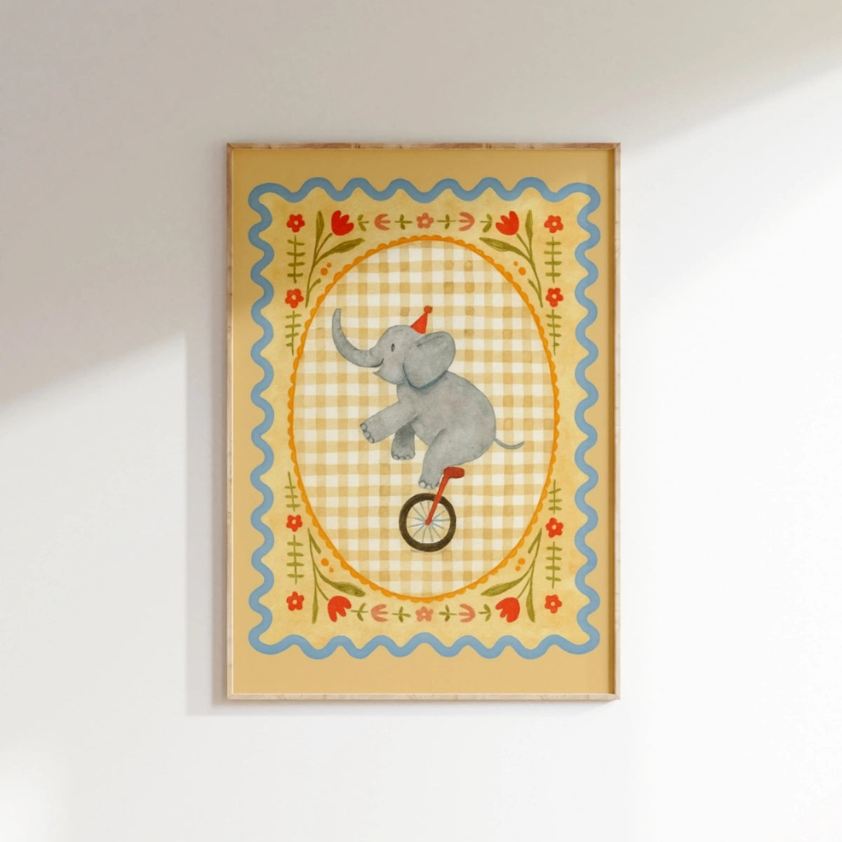 Stampa Elefante da Circo per Cameretta - Quadretto Animale Carino, Decorazione Circo per Cameretta