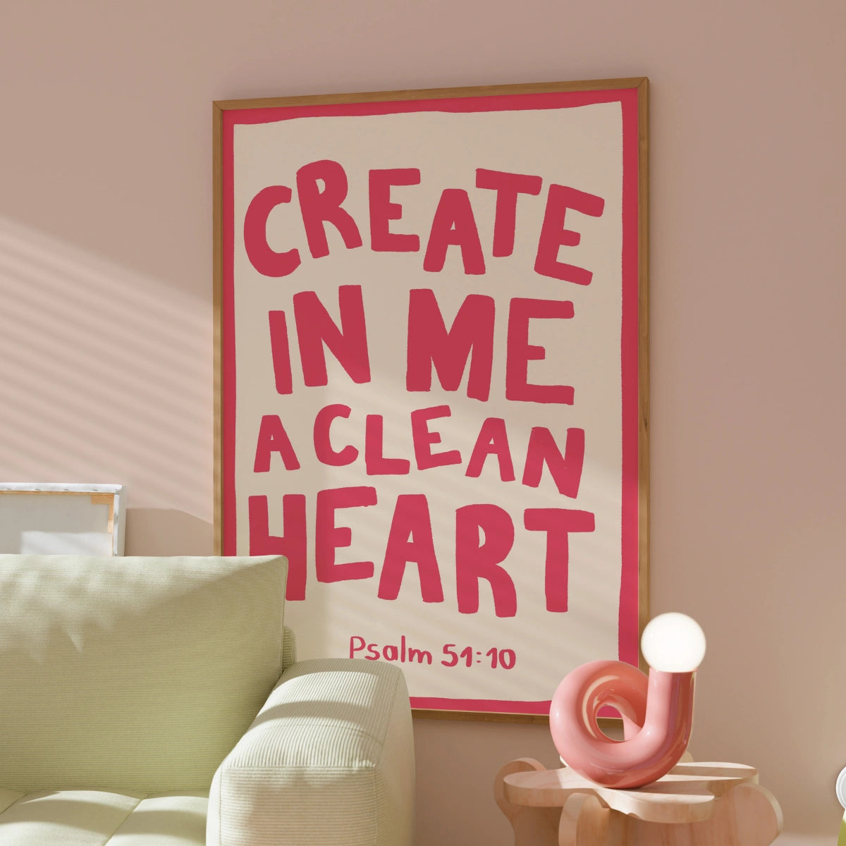 Clean Heart Psalm Print – Christian Bible Verse Wall Art