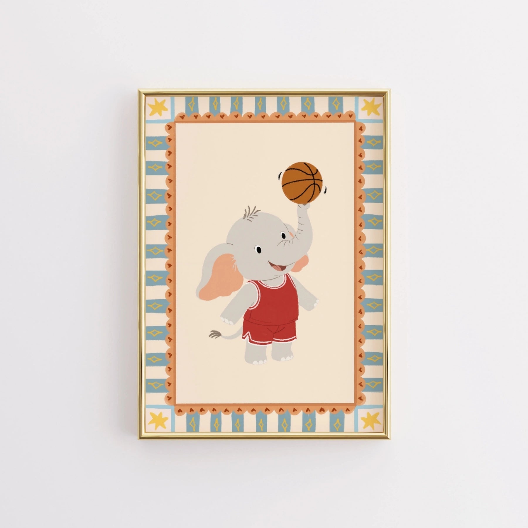 Basketball Elephant Nursery Print