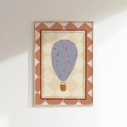 Blue Floral Hot Air Balloon – Nursery & Kids Wall Art