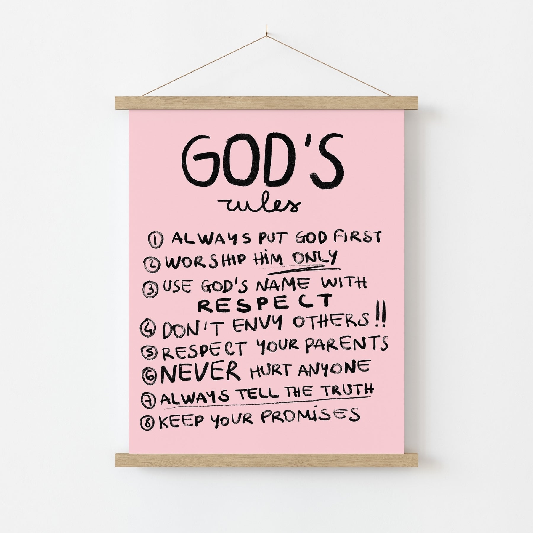 God's Rules Wall Art – Christian Commandments Poster