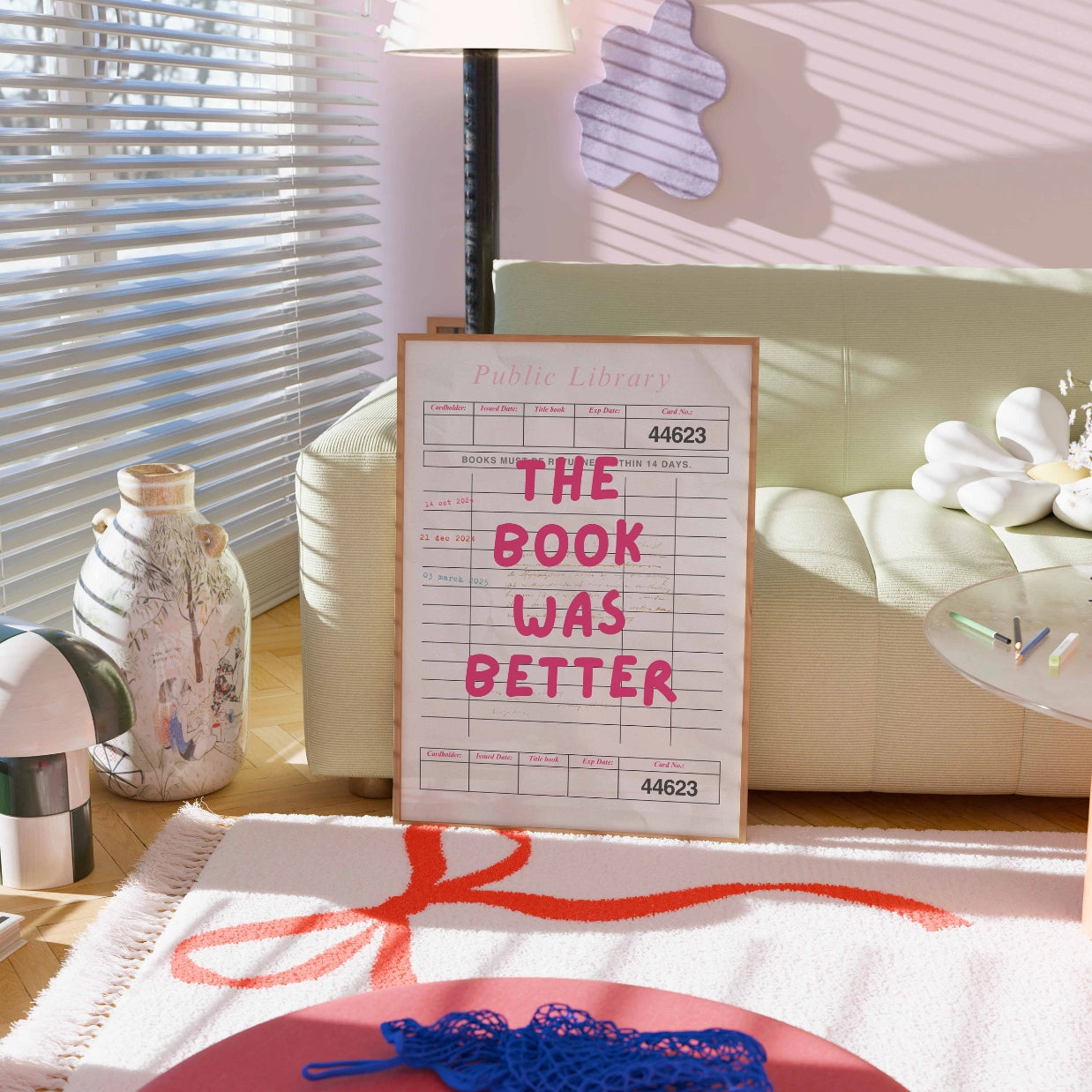 Book Was Better  – Pink Library Card Print