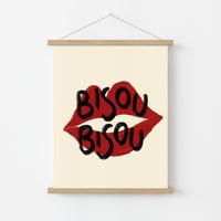 Bisou Bisou Wall Art – Red Lips Print