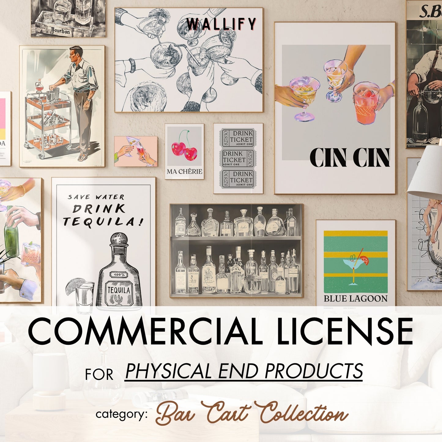 Bar Cart Commercial License, over 260 prints