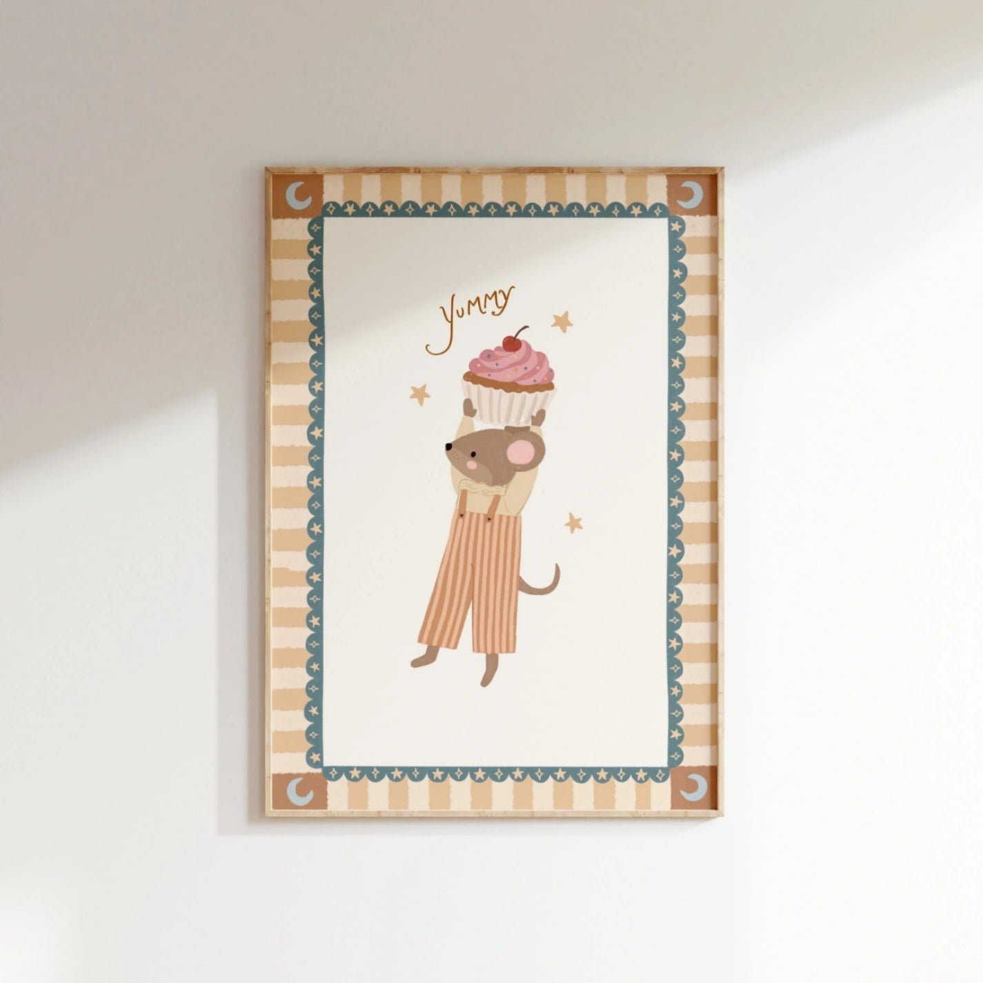 Cupcake Mouse Nursery Wall Art, Whimsical Kids Decor