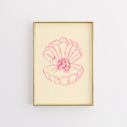 Disco Pearl Print – Fun Pink Coastal Wall Art