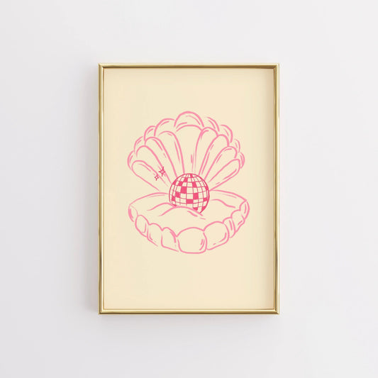 Disco Pearl Print – Fun Pink Coastal Wall Art