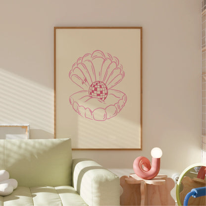 Disco Pearl Print – Fun Pink Coastal Wall Art