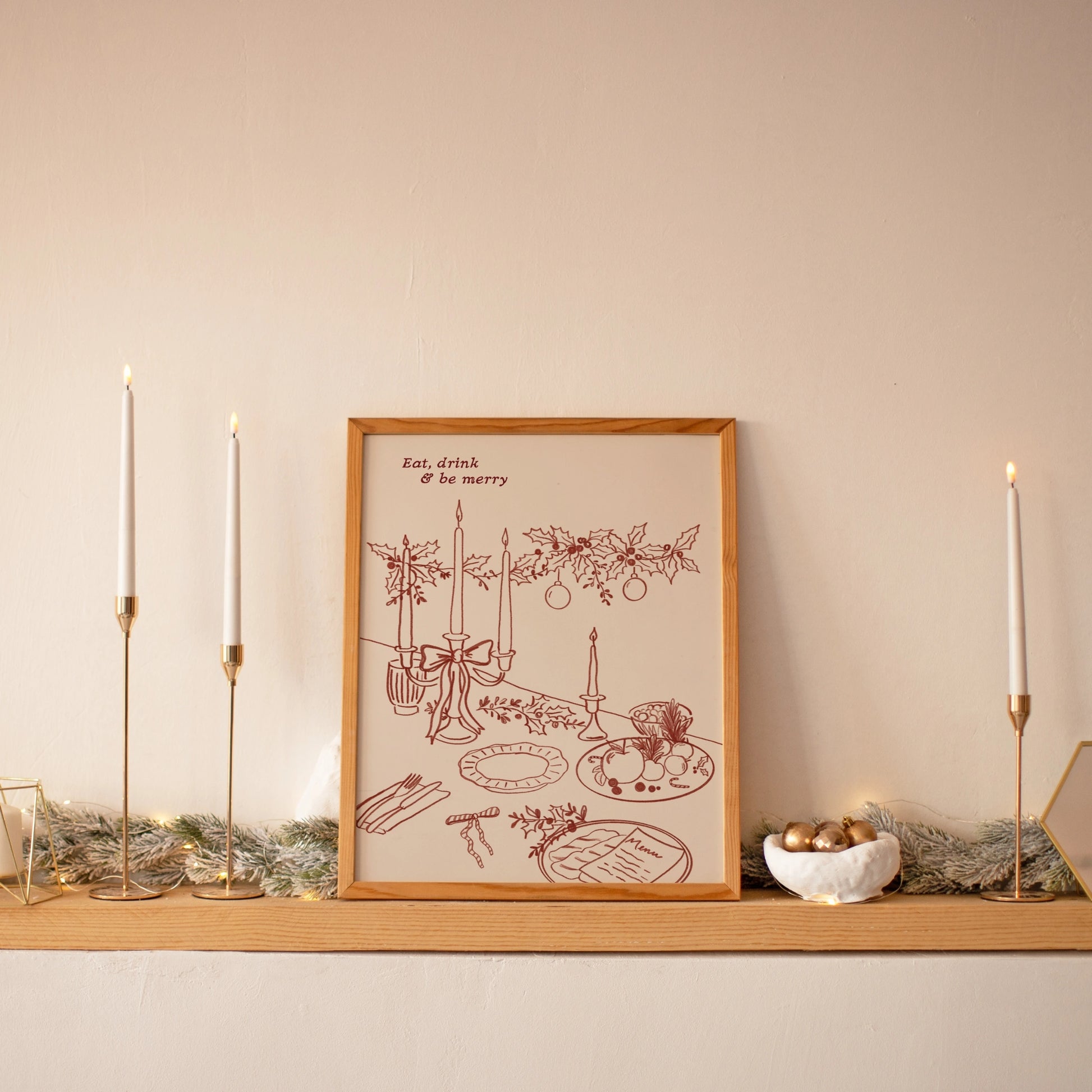 Decorazioni per la tavola delle feste disegnate a mano