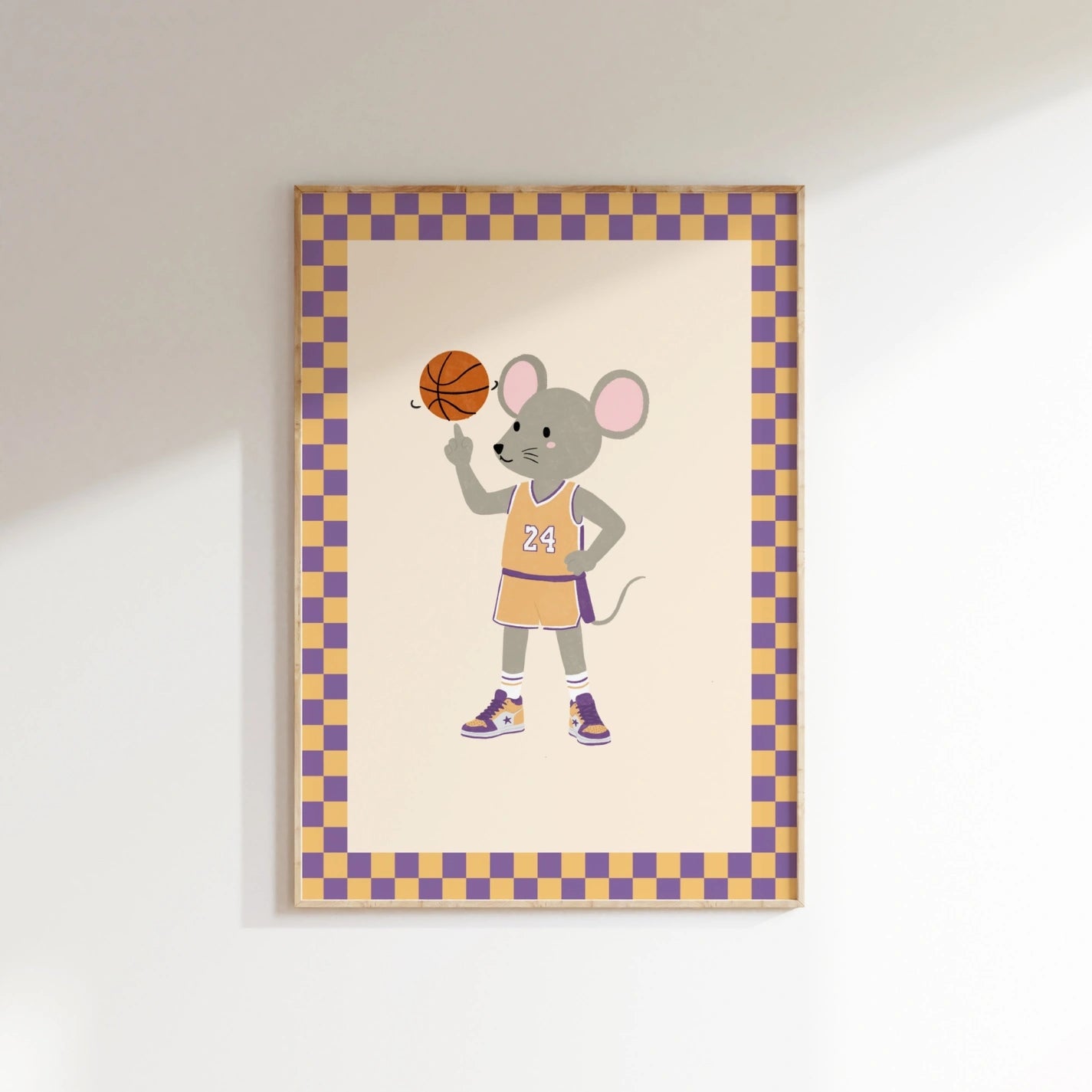 Basketball Mouse Nursery Print, Kids Sports Wall Art