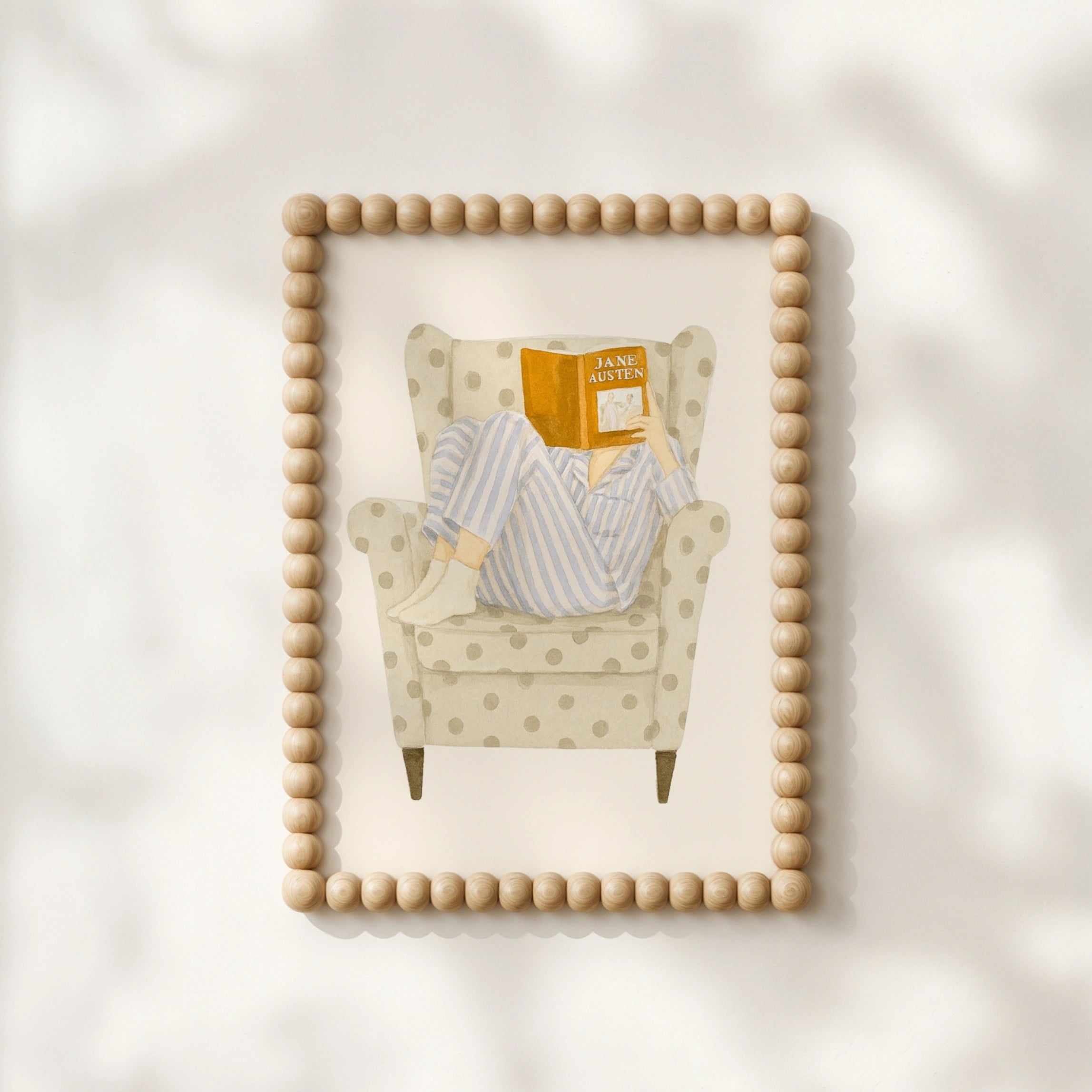 Jane Austen Reading Print – Cozy Book Wall Art