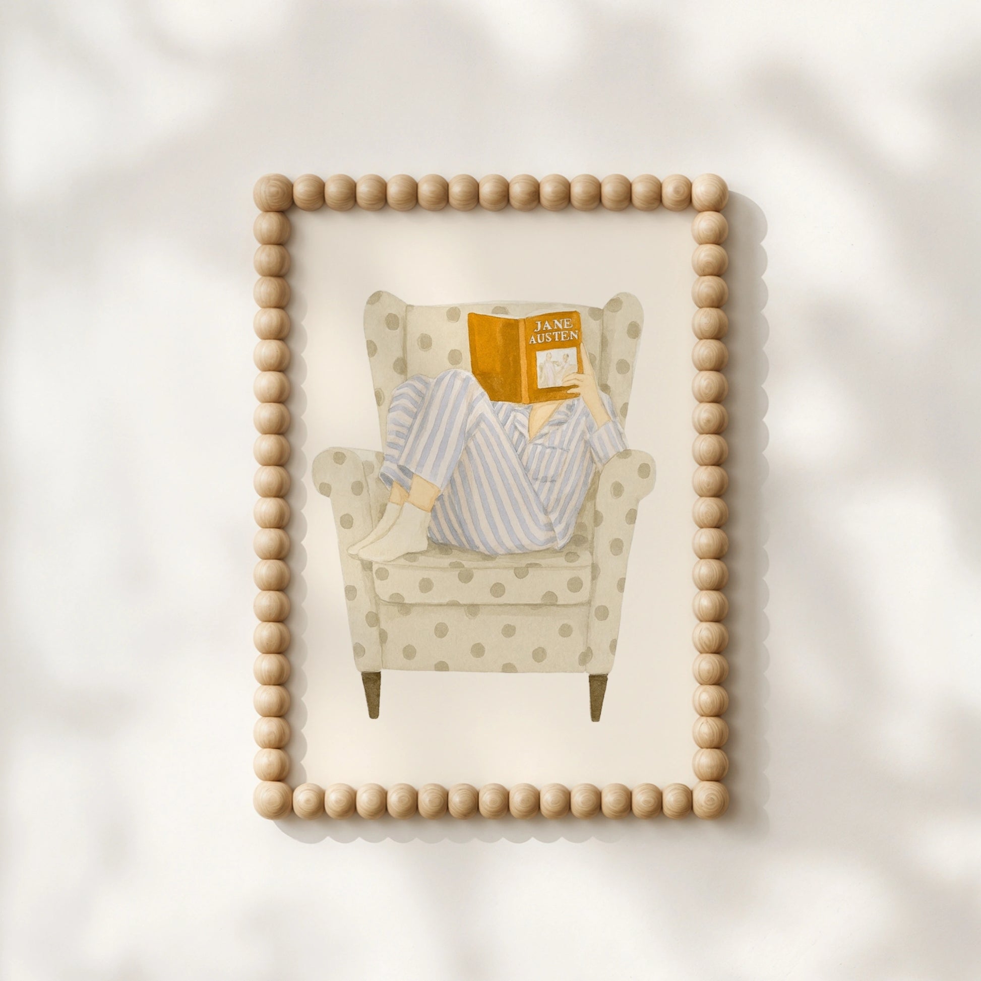 Jane Austen Reading Print – Cozy Book Wall Art