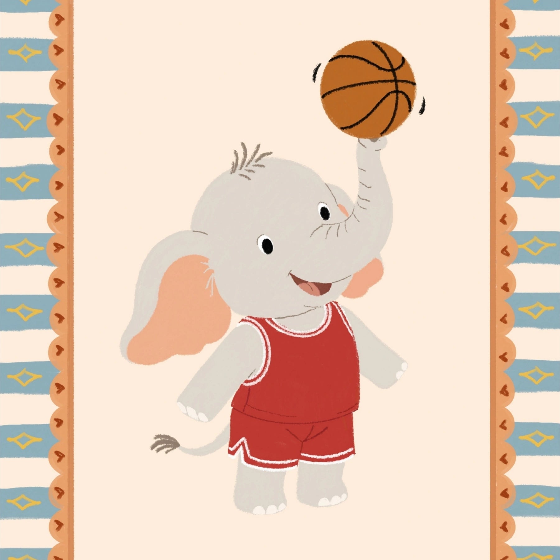 Basketball Elephant Nursery Print