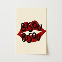 Bisou Bisou Wall Art – Red Lips Print