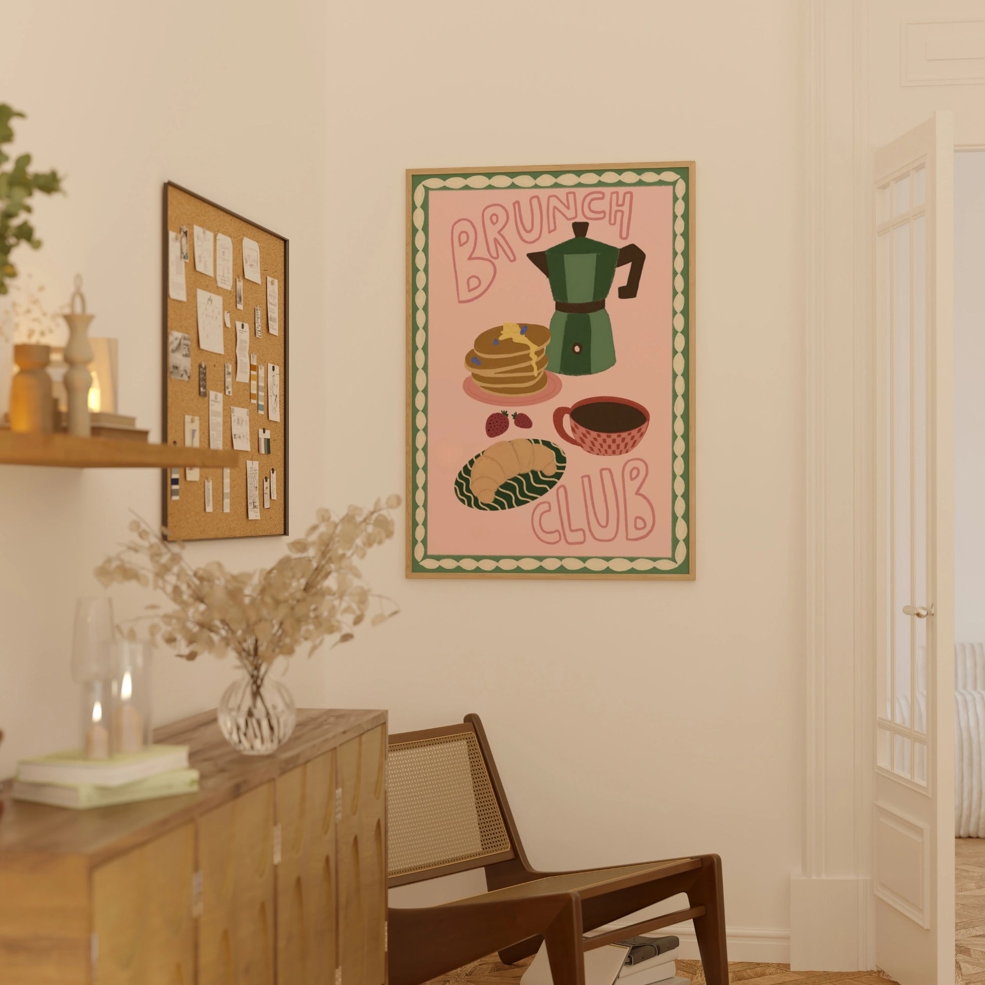 Decorazione murale per la tavola da pranzo italiana – Stampa di pasta, vino e cucina