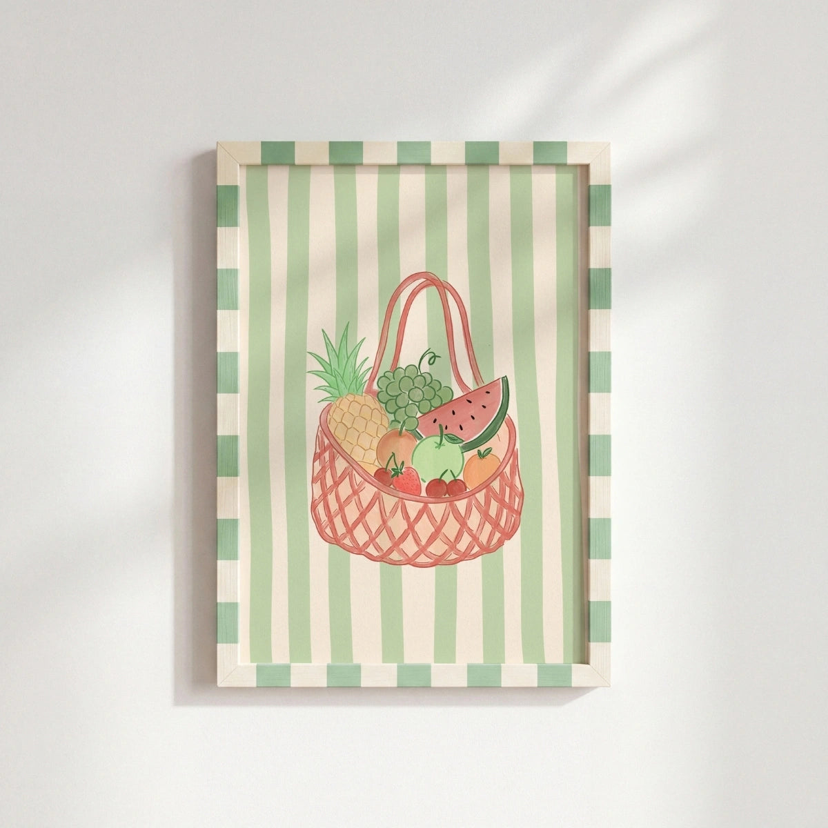Summer Fruit Basket Wall Art, Coastal Wall Decor