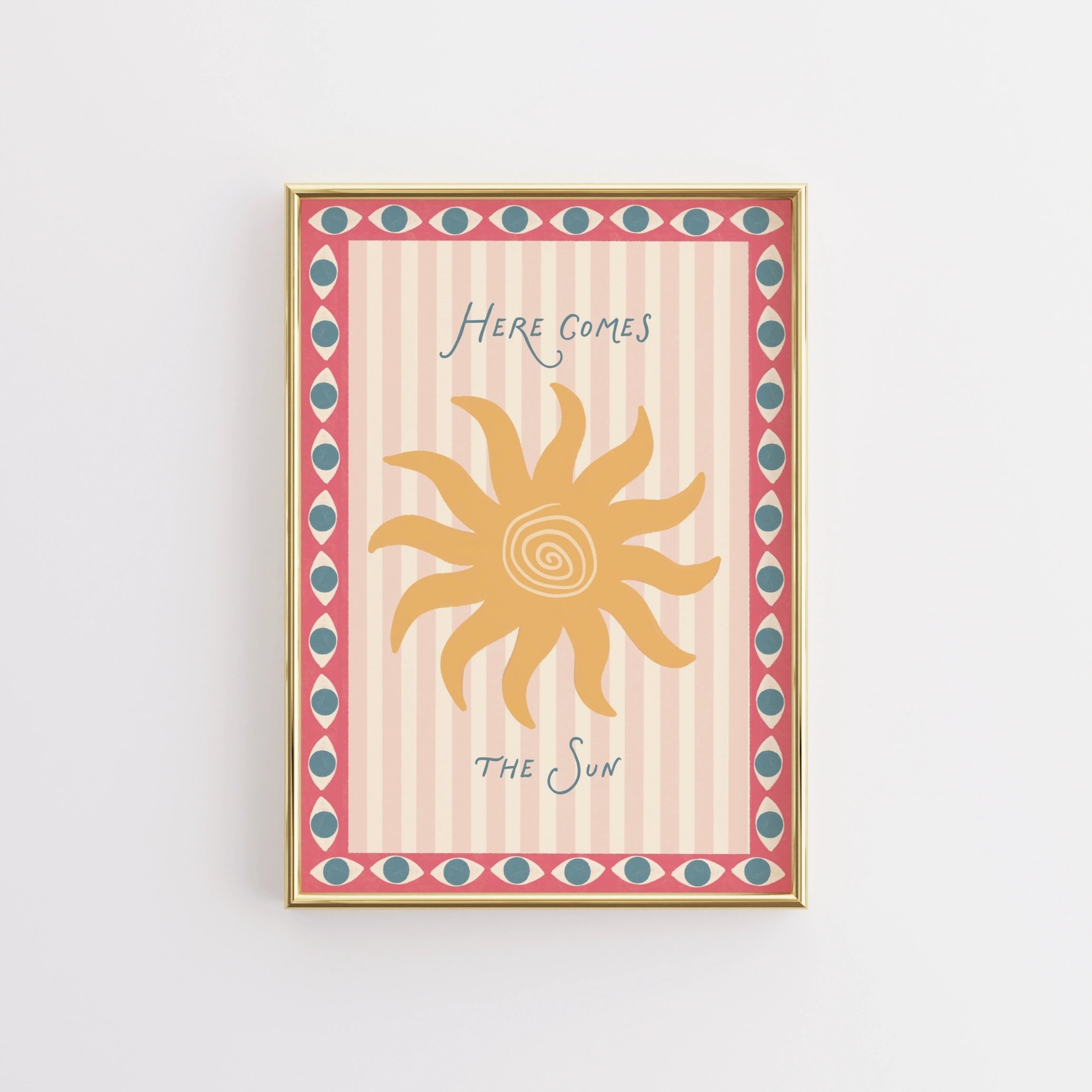 Œuvre D’Art Soleil À Rayures Roses