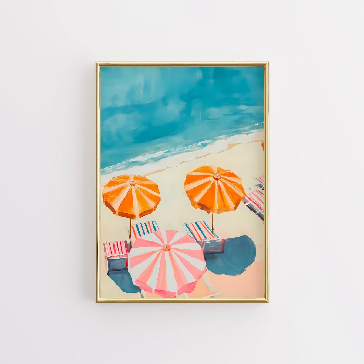 Retro Beach Umbrella Wall Art – Coastal Summer Print