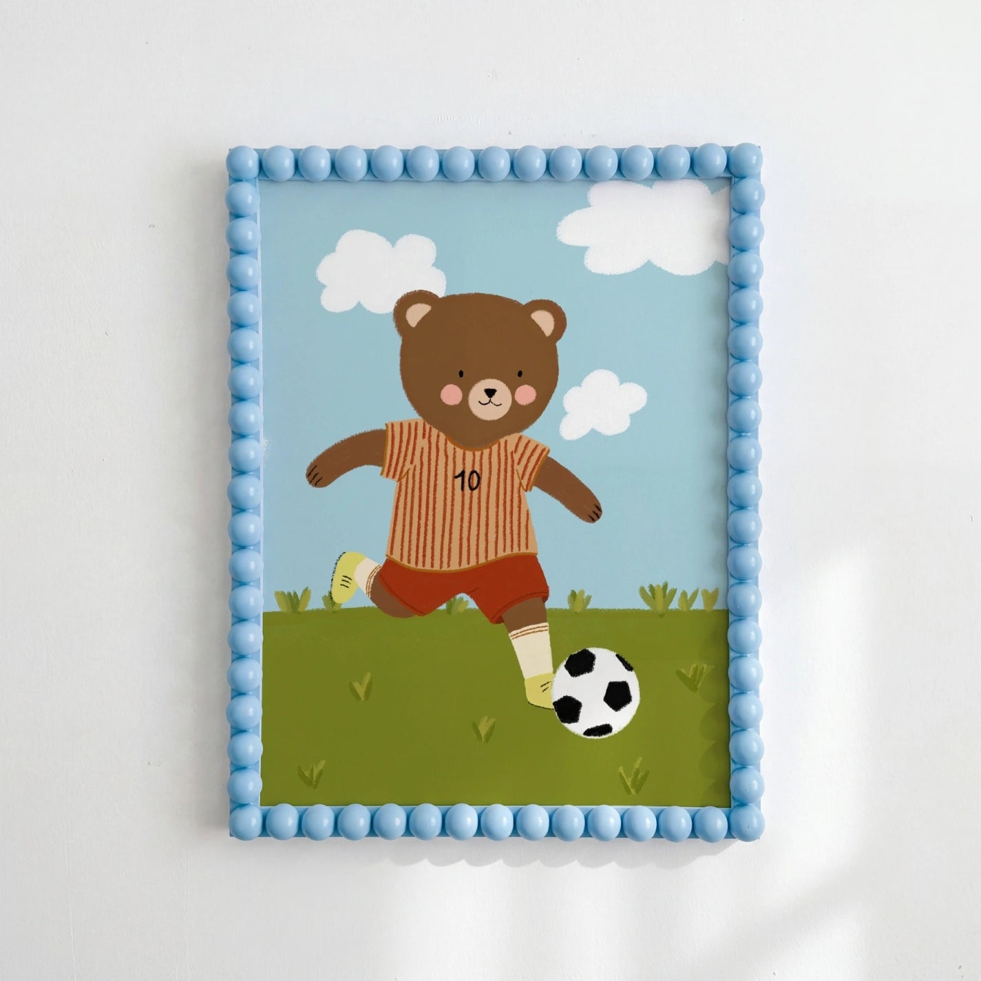 Soccer Bear Nursery Wall Art, Kids Sports Wall Art