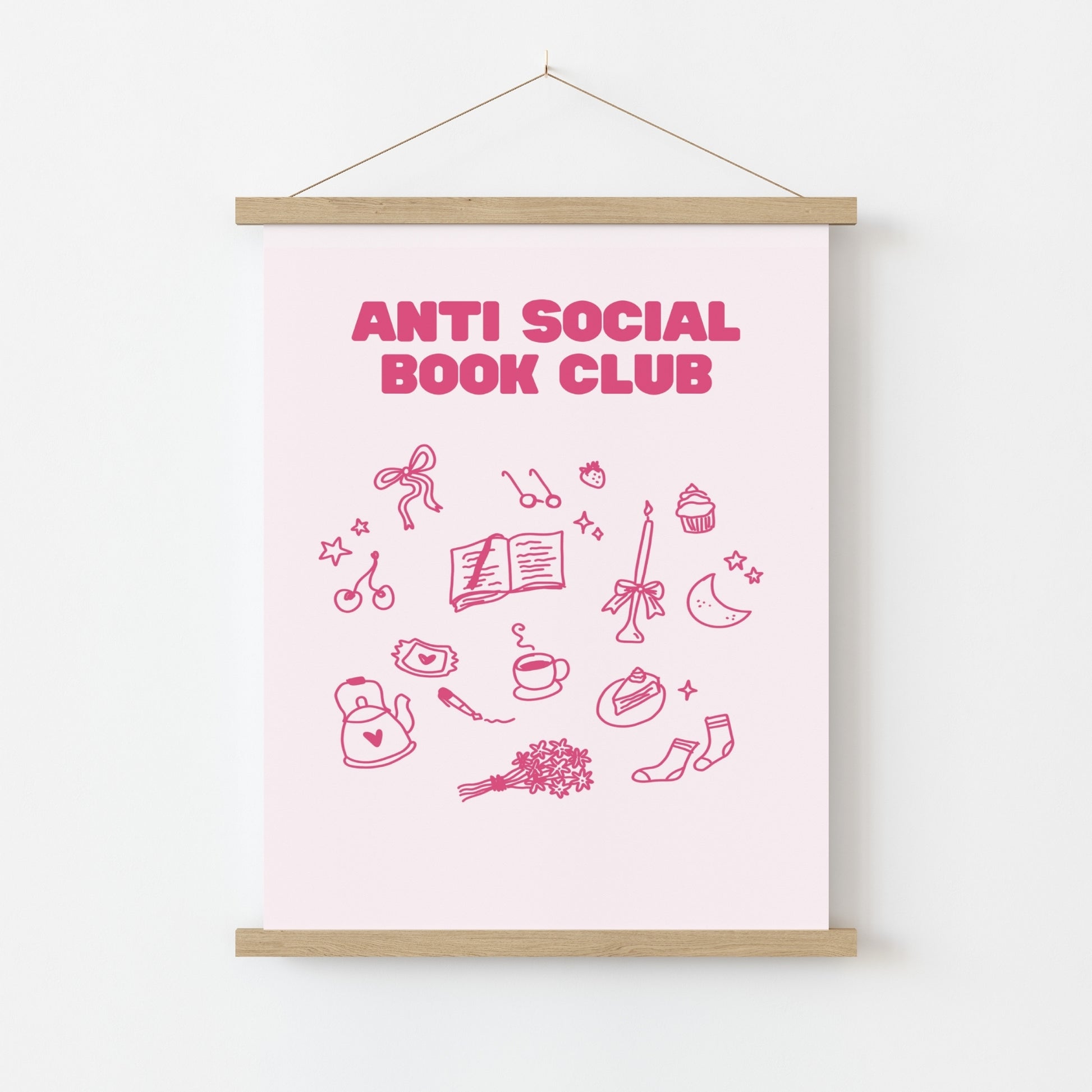 Anti Social Book Club  – Pink Bookish Print