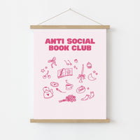 Anti Social Book Club  – Pink Bookish Print