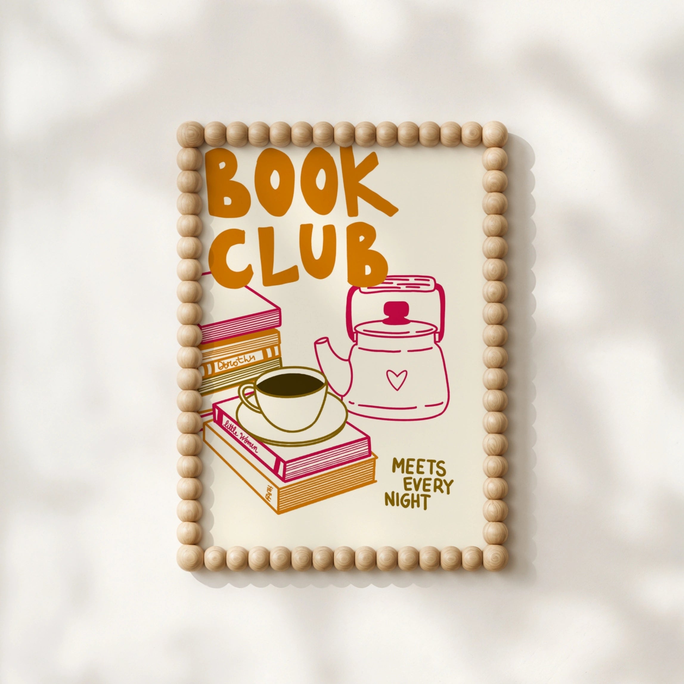 Book Club Print – Cozy Coffee & Book Stack Wall Art