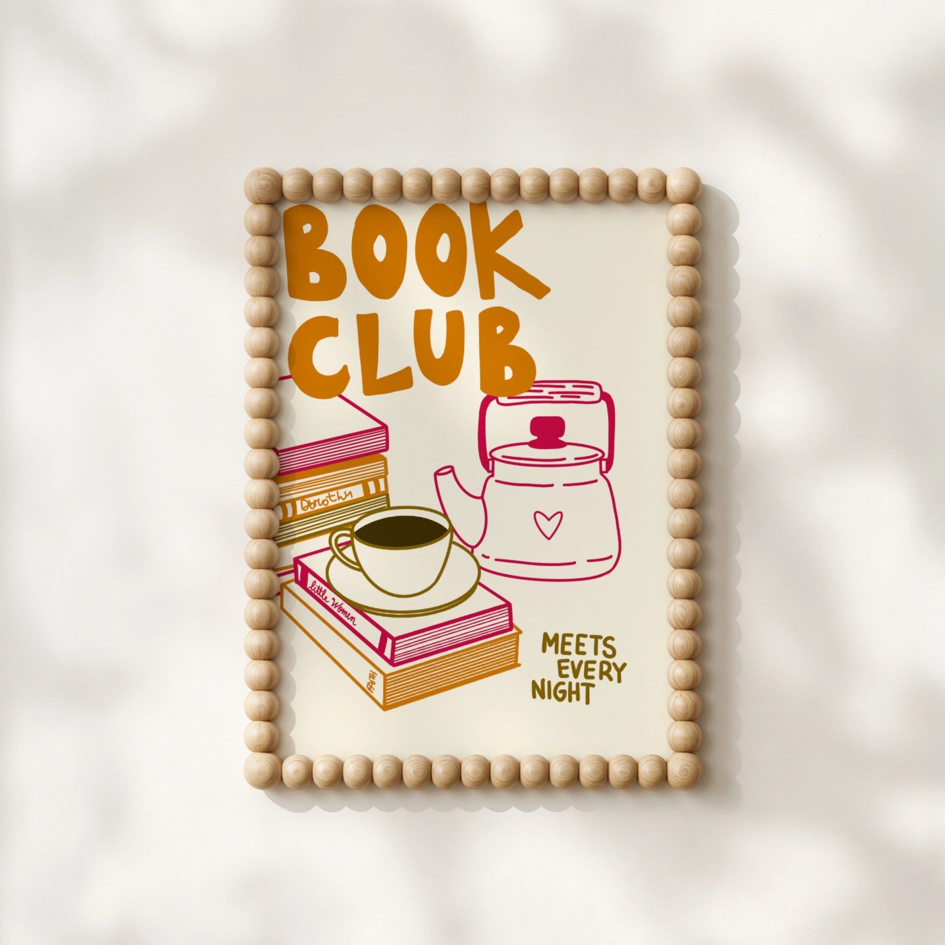 Book Club Print – Cozy Coffee & Book Stack Wall Art