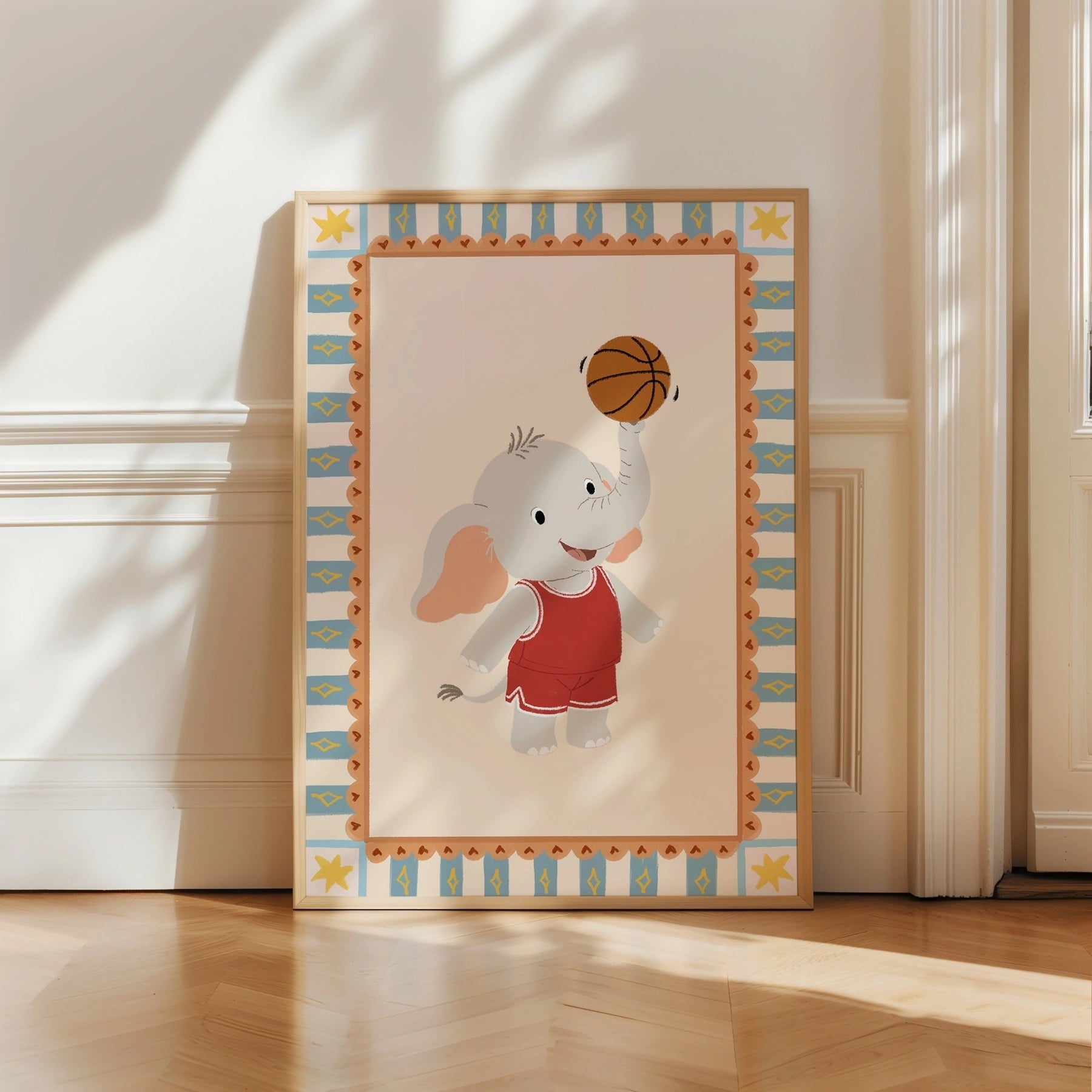 Basketball Elephant Nursery Print