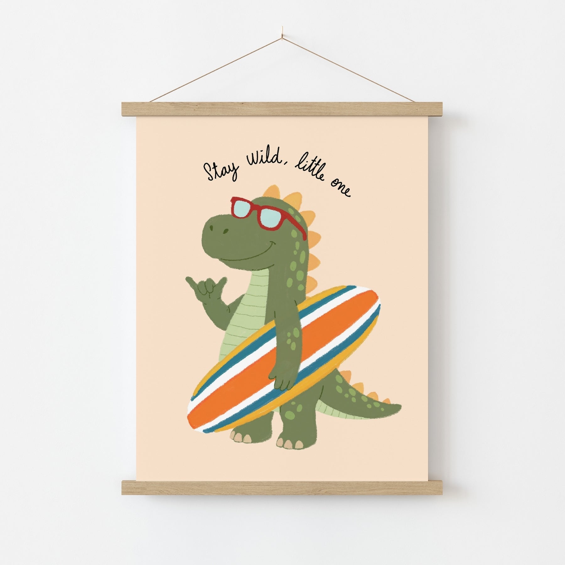 Surfing Dinosaur Nursery Print