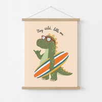 Surfing Dinosaur Nursery Print