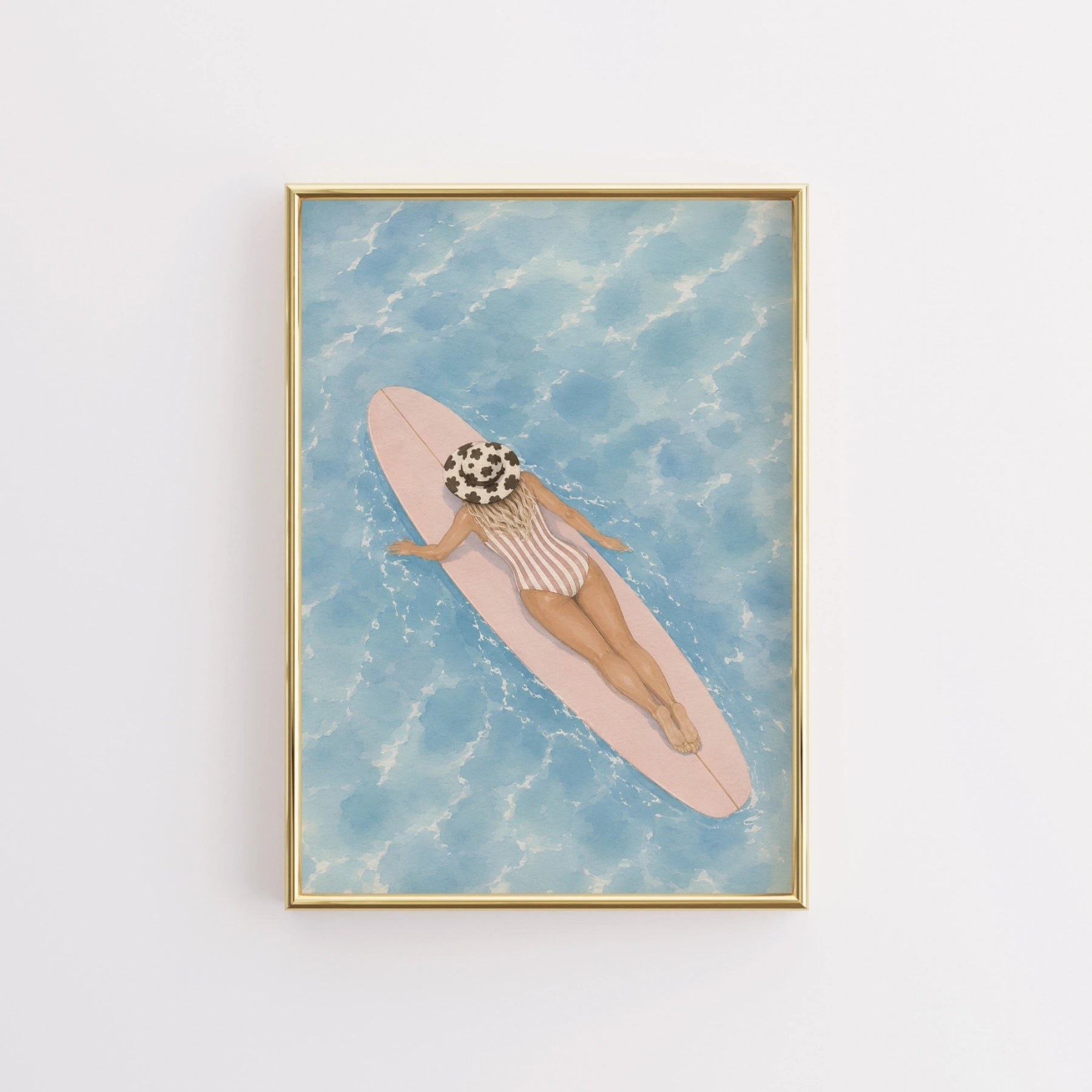 Affiche de surfeuse côtière