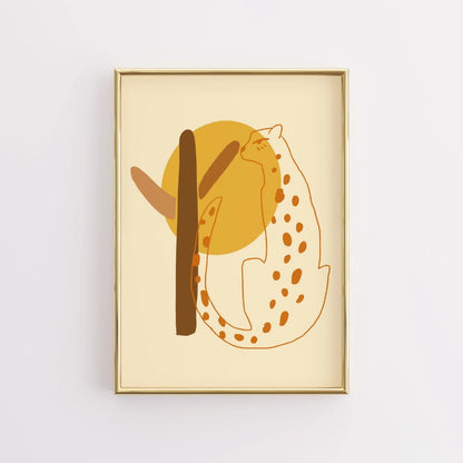 Desert Cheetah Boho Wall Art – Minimal Safari Inspired Animal Print