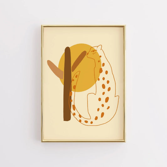 Desert Cheetah Boho Wall Art – Minimal Safari Inspired Animal Print