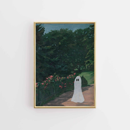 Ghost in Garden Print – Cute Halloween Decor
