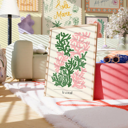 Le Corail Print – Modern Coral Wall Art in Pink and Green