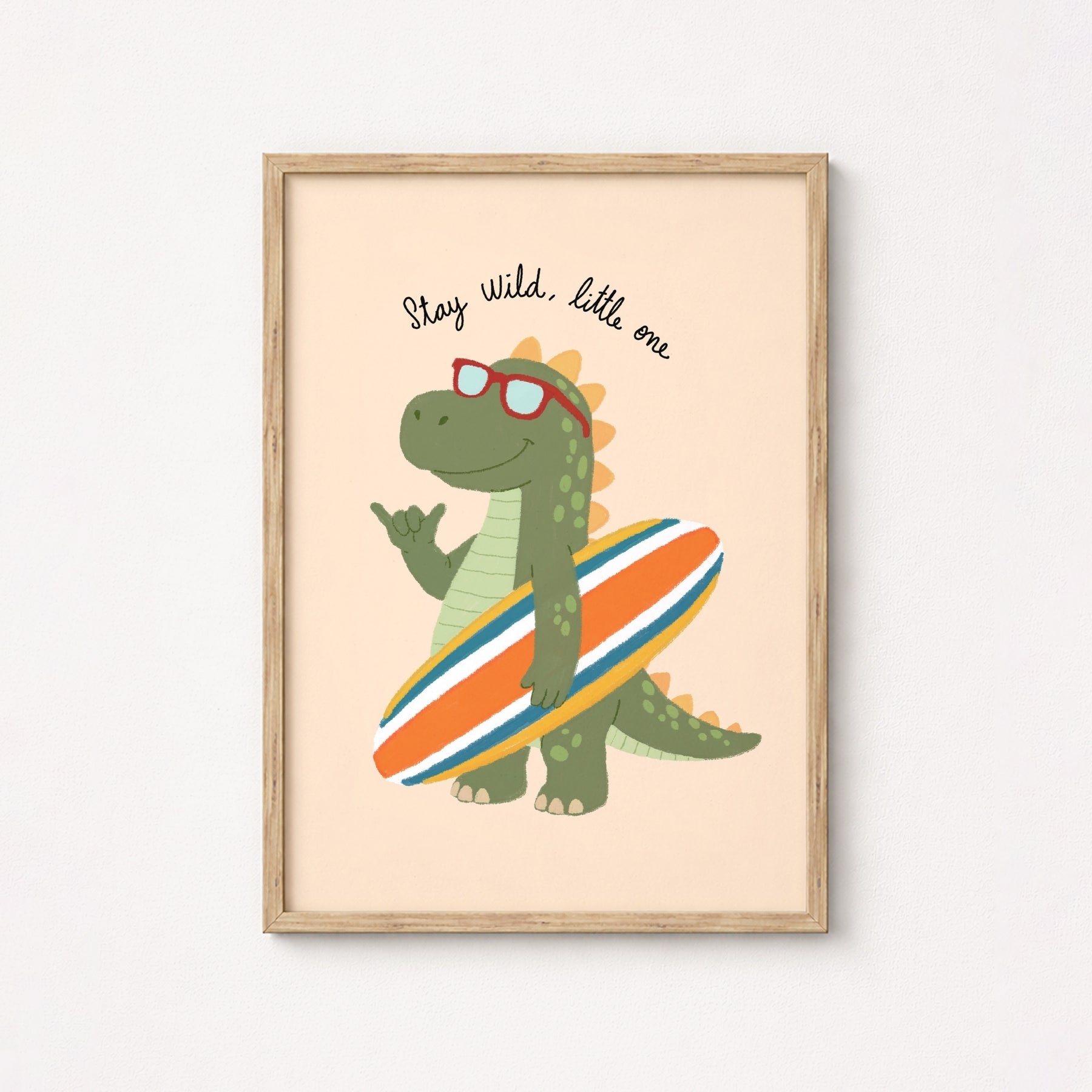 Surfing Dinosaur Nursery Print