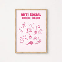 Anti Social Book Club  – Pink Bookish Print